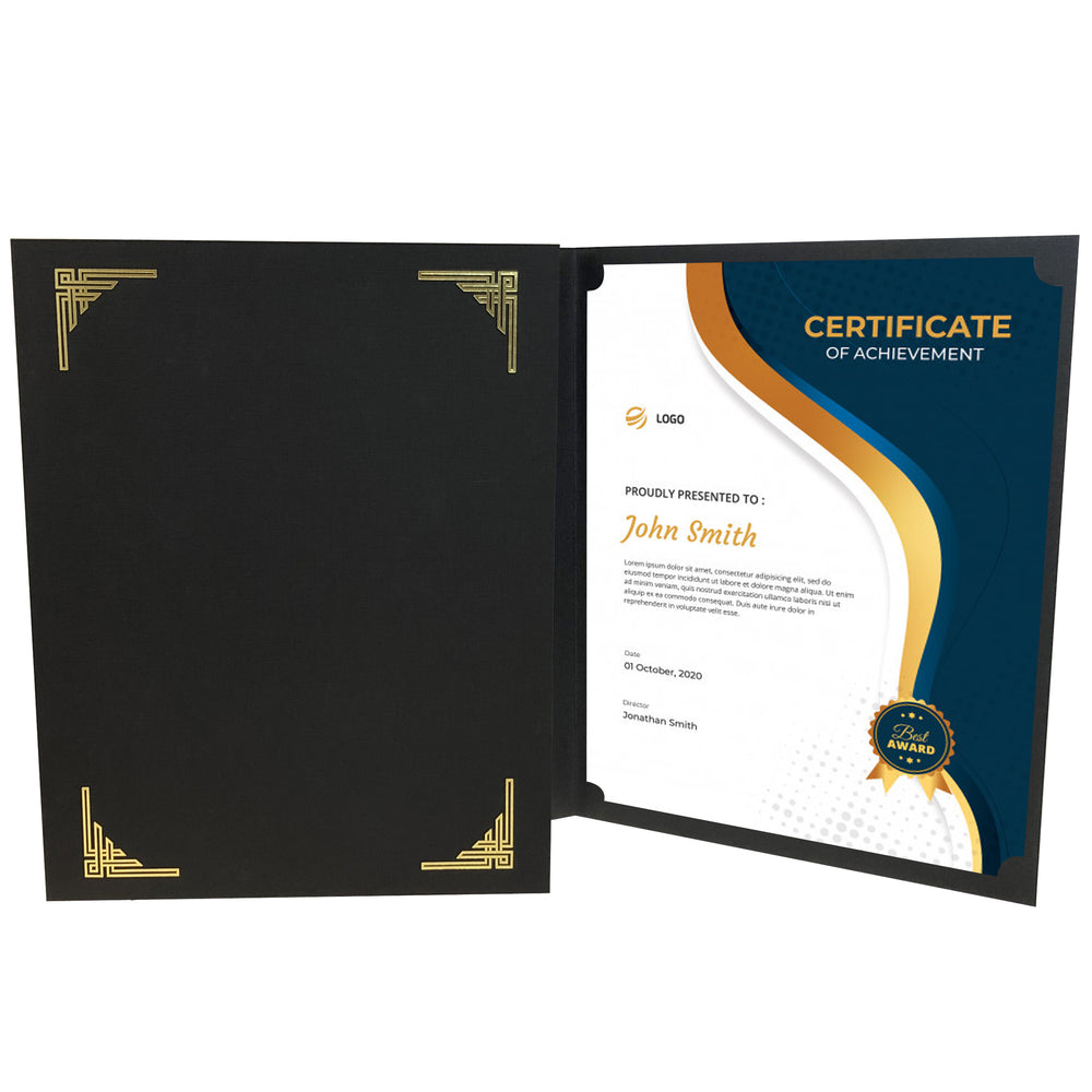 Black Art Deco Certificate Holder