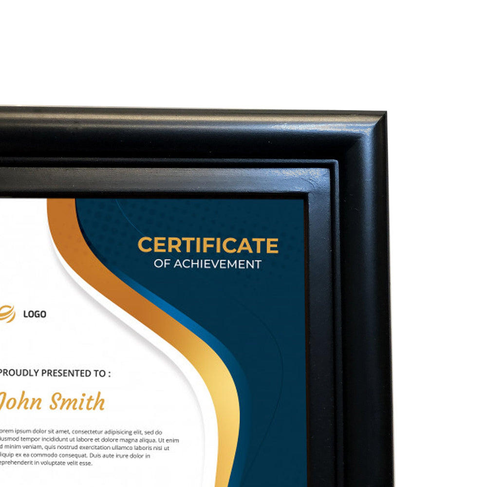 8.5x11 Black plastic Bullnose Certificate Frame