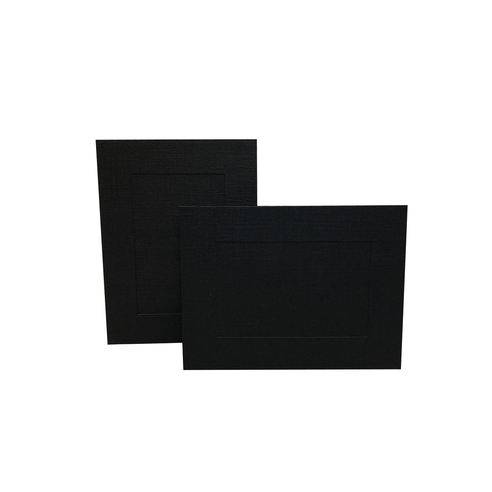 Black Enviro Easels frames in horizontal and vertical orientation