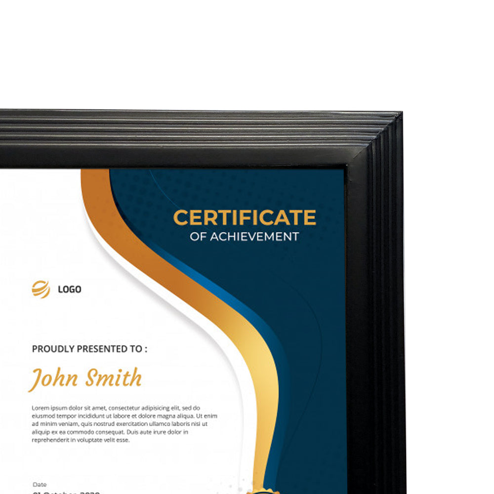 8.5x11 Black plastic Pyramid Certificate Frame