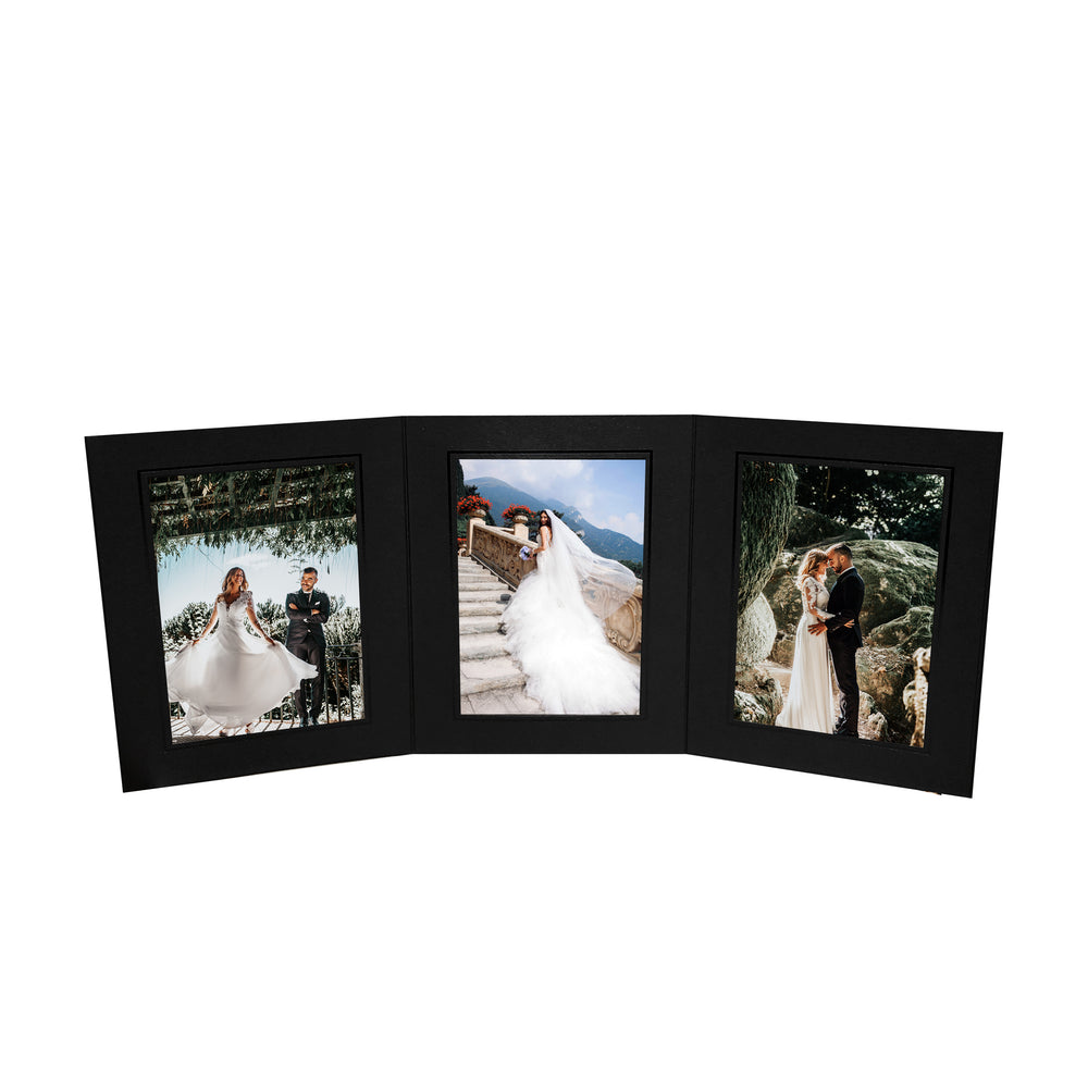 5x7 black Tri-Pod Folio frame with black trim