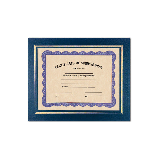 Blue Deluxe Coupled Trim Certificate Holder with double gold trim