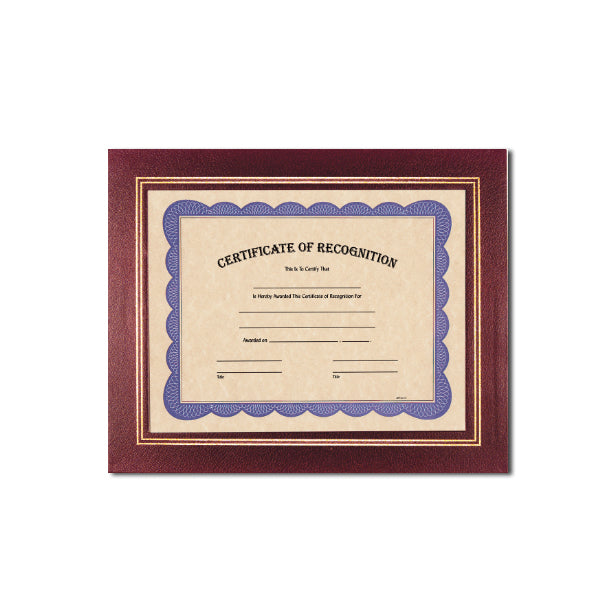 Burgundy Deluxe Coupled Trim Certificate Holder with double gold trim