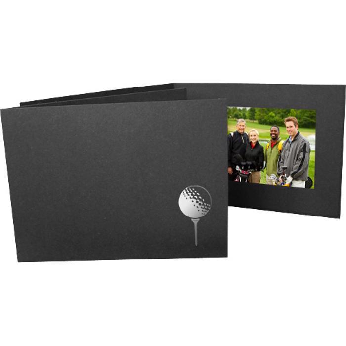 6x4 Foil Stamped Golf Folders frames with silver golf tee foil stamp