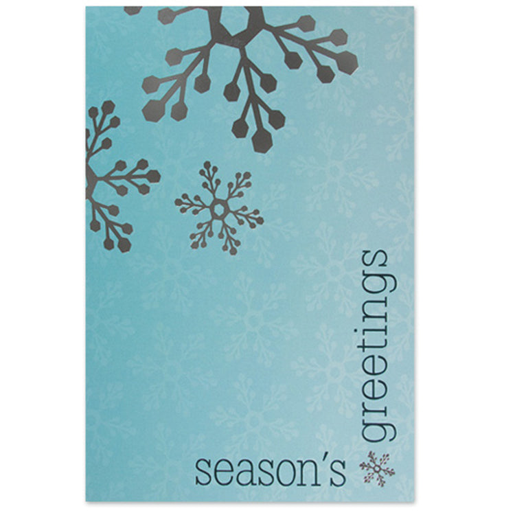 Silver Snowflakes on Blue Holiday Greeting Card