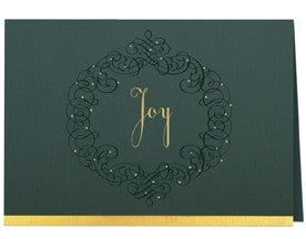 Green Joy Wreath Holiday Greeting Card
