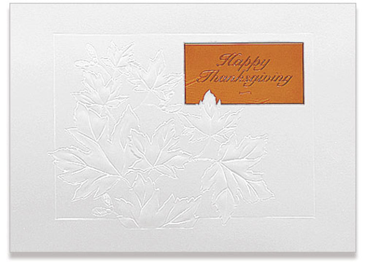 Embossed Fall Leaves Thanksgiving Greeting Card