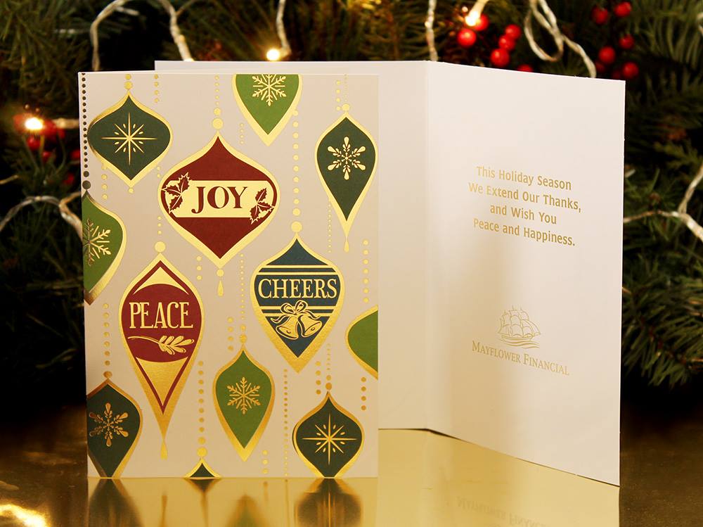 Peace and Joy Ornaments Holiday Greeting Card