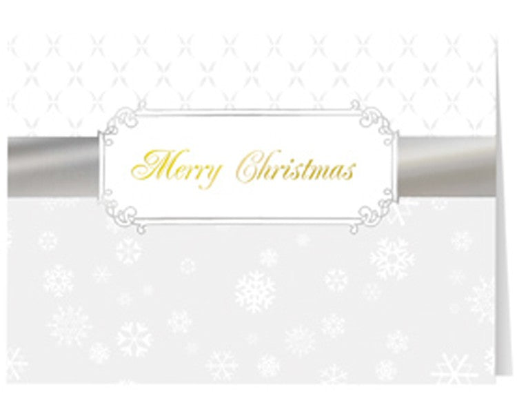 Silver Christmas Ribbon Greeting Card