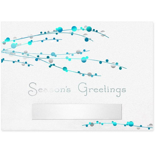 Turquoise Berry Branches Holiday Greeting Card