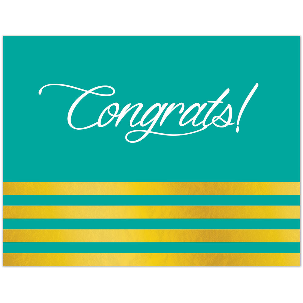 Gold Stripes Congrats (Teal) Greeting Card