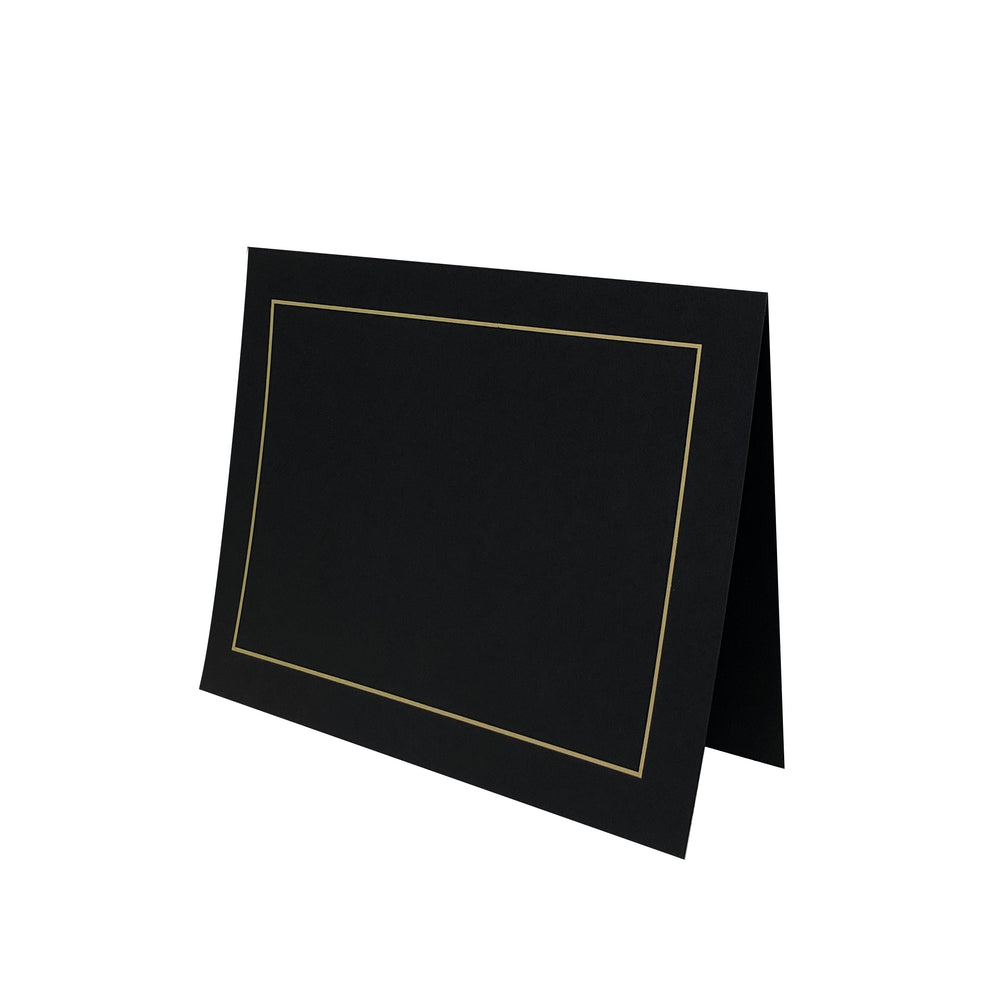 8.5x11 black Award Certificate Holder with gold trim in horizontal orientation