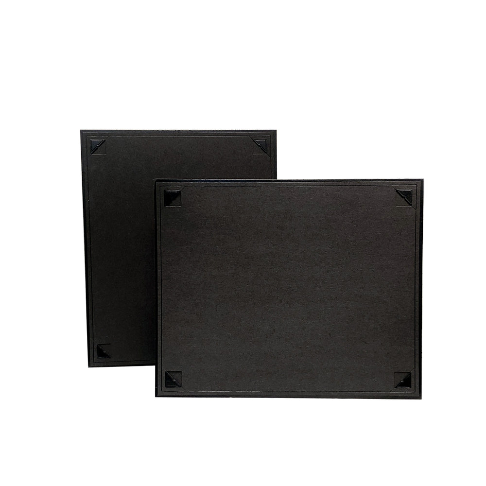 Black Corner Tab Easel frames in horizontal or vertical orientation