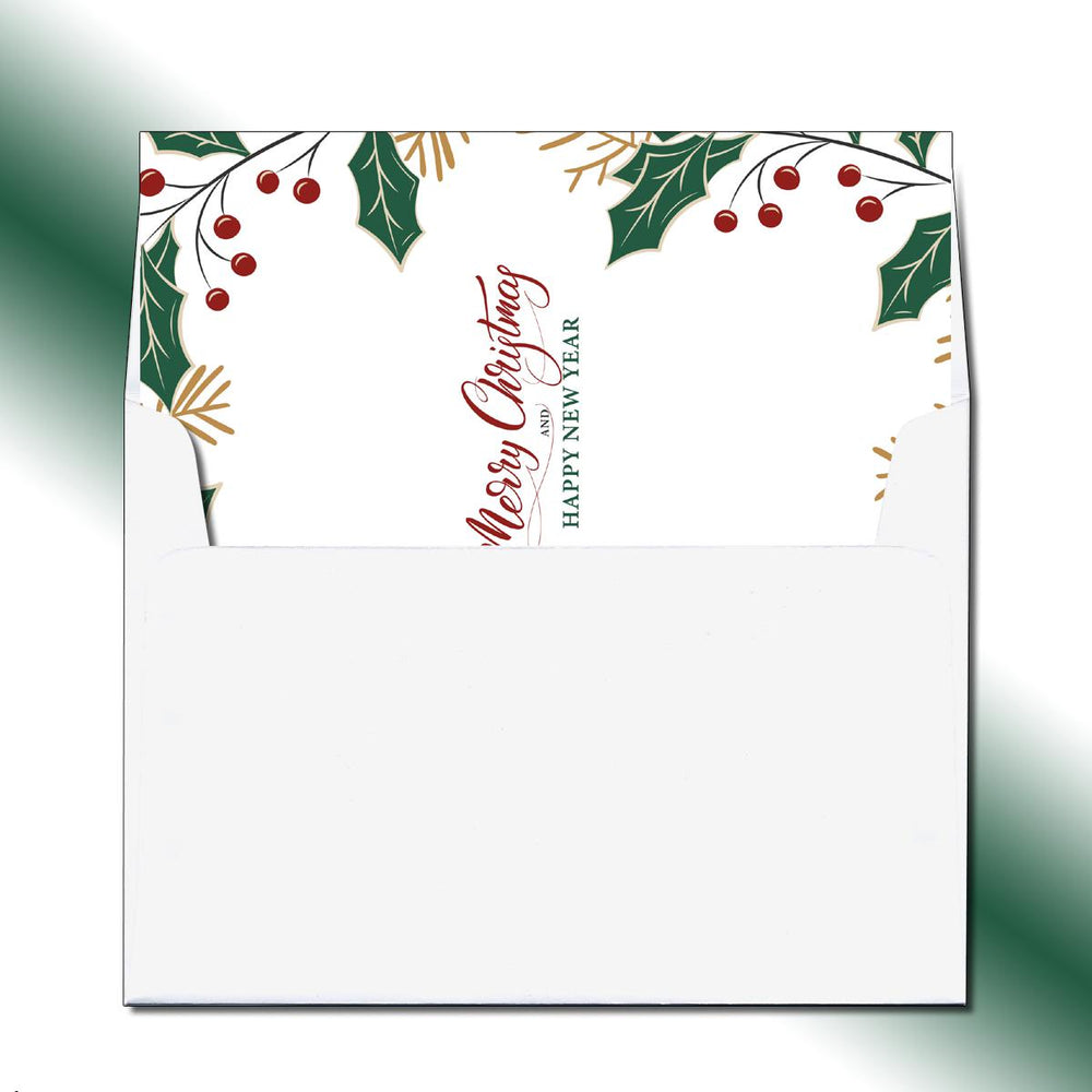 Folded Holly Christmas Greeting Card