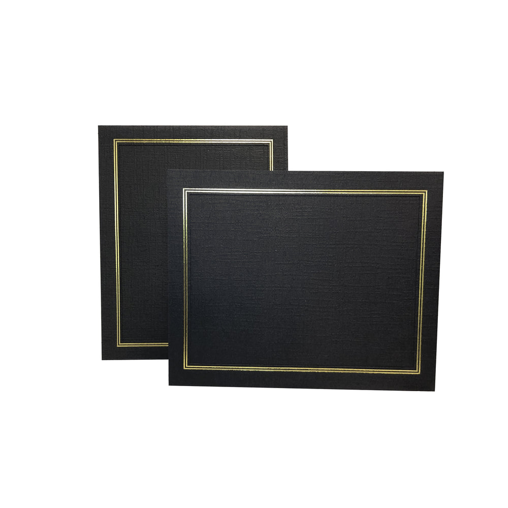 8.5x11 black Enviro Certificate Easels with gold trim in vertical and horizontal orientations