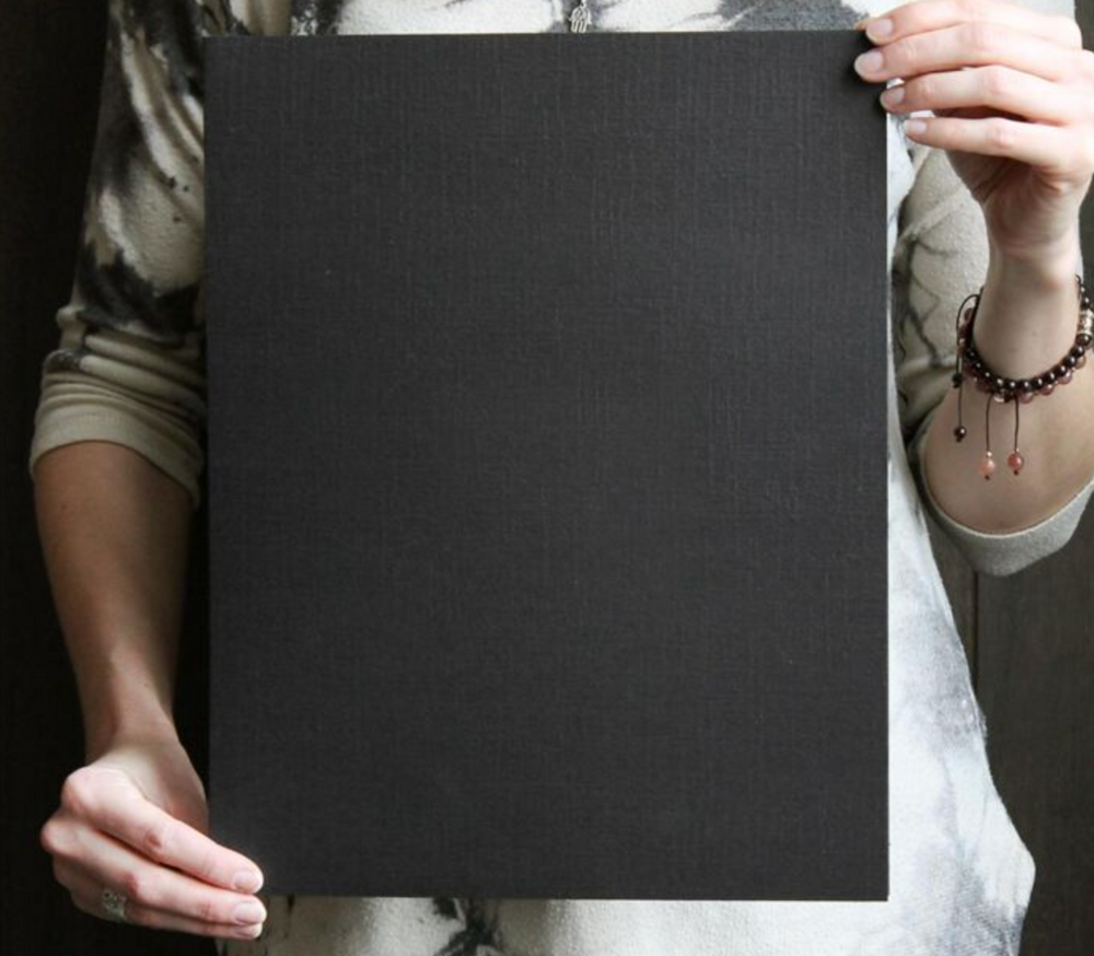 Black Linen Weave Textured Print Folders