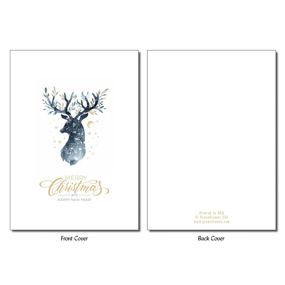Front and back of Night Sky Reindeer Photo Insert Card