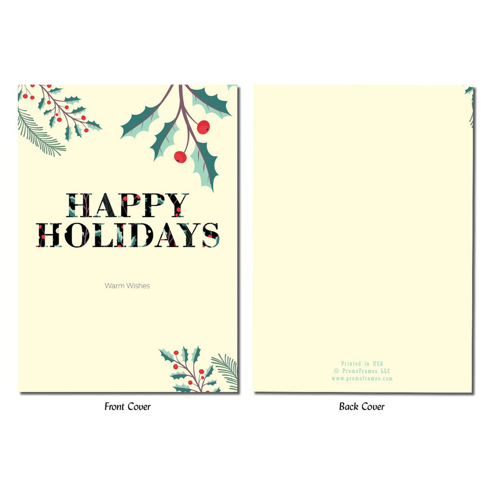 Front and back of Happy Holly Holidays Greeting Card