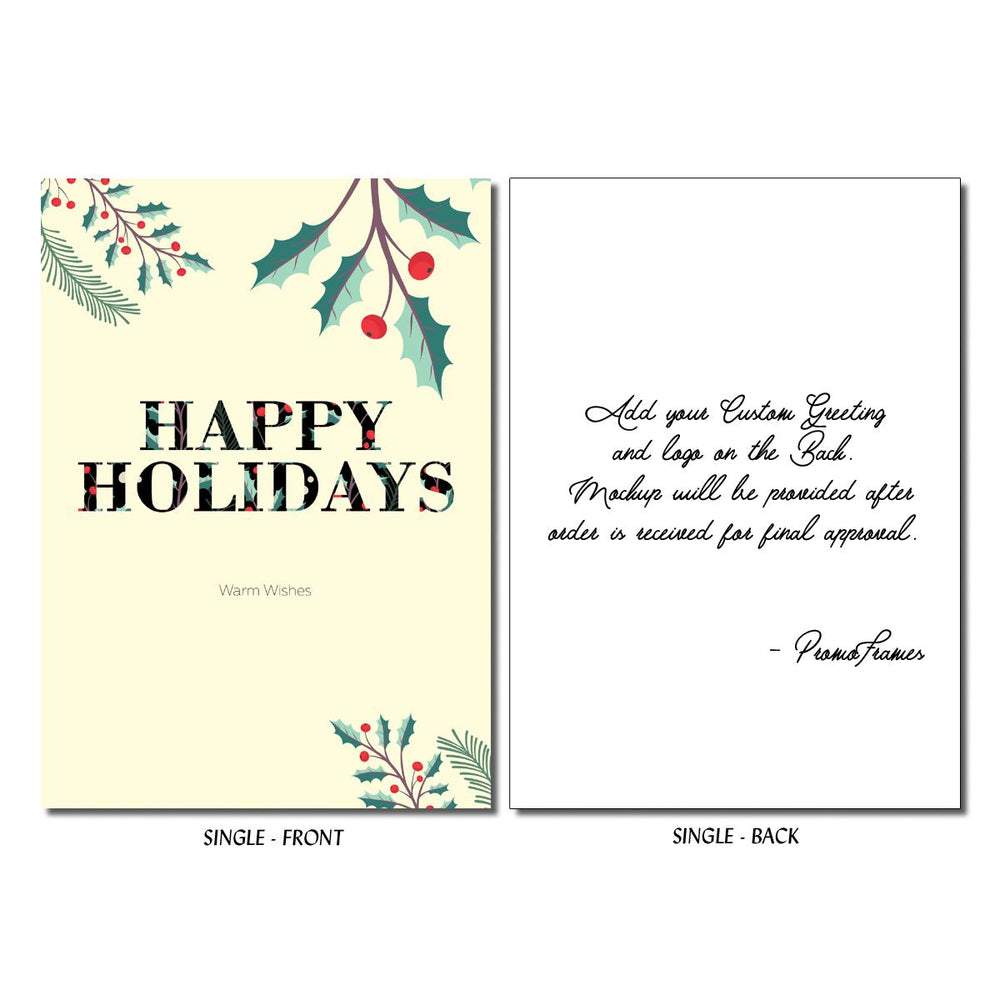 Front and back of Happy Holly Holiday Greeting Card