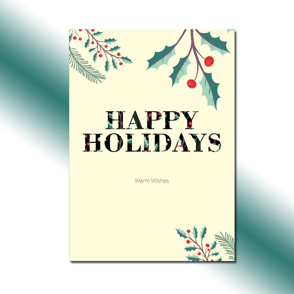 Single-side Happy Holly Holiday Greeting Card