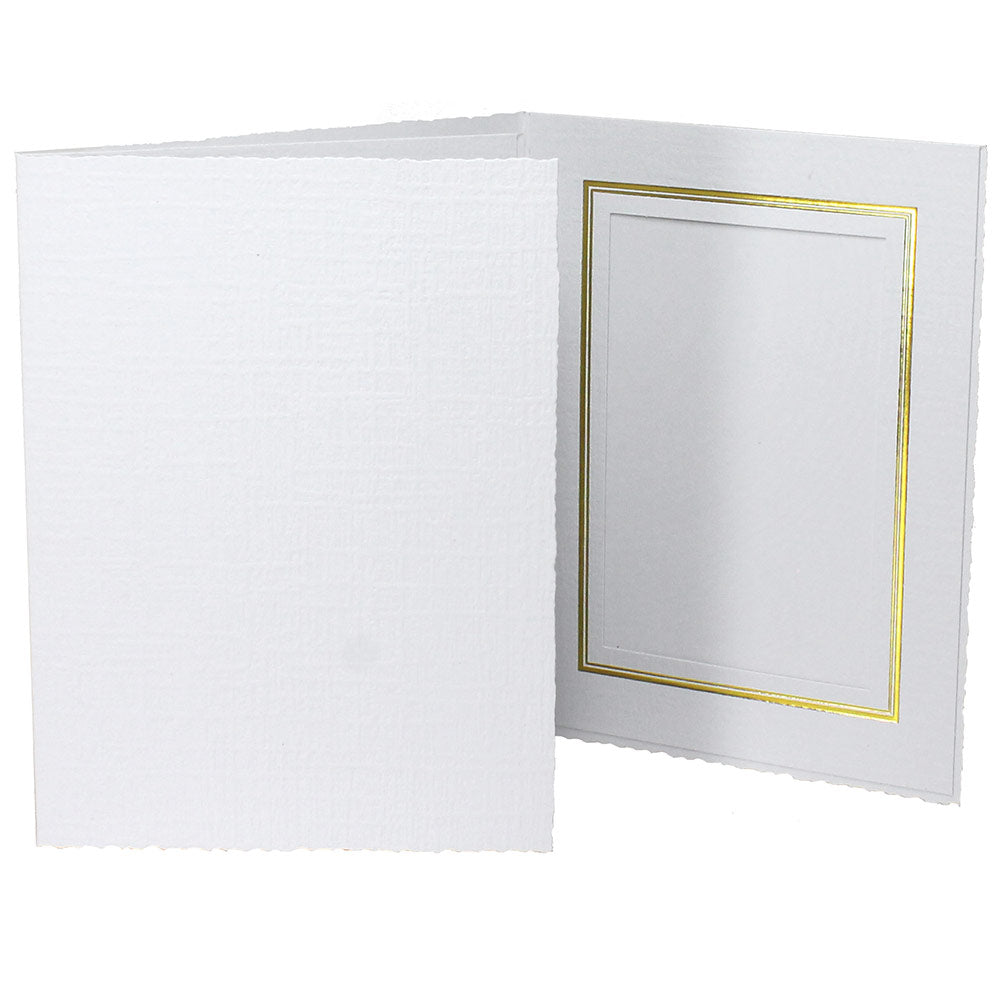 White Enviro Folders frames with gold trim
