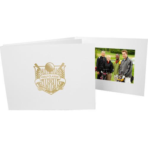 6x4 Foil Stamped Golf Folders frames with gold golf crest foil stamp
